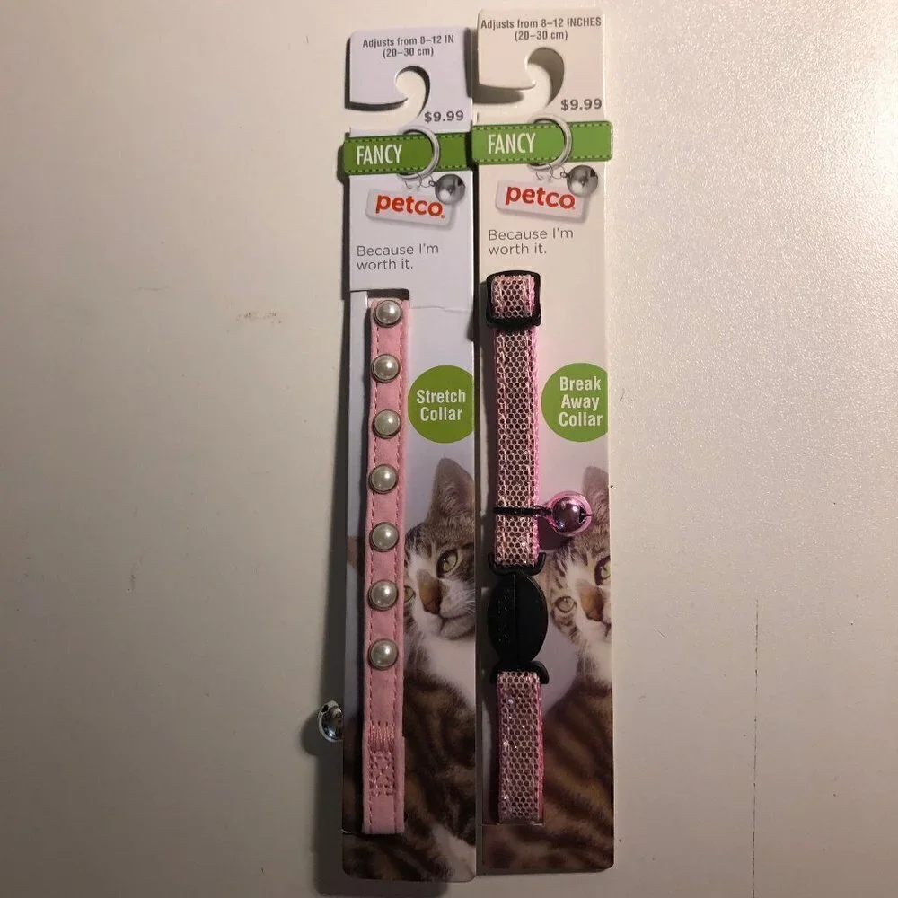 🛒 $9 2 pack of Cat Breakaway Collars Fancy Pink Sparkly Adjusts to 8